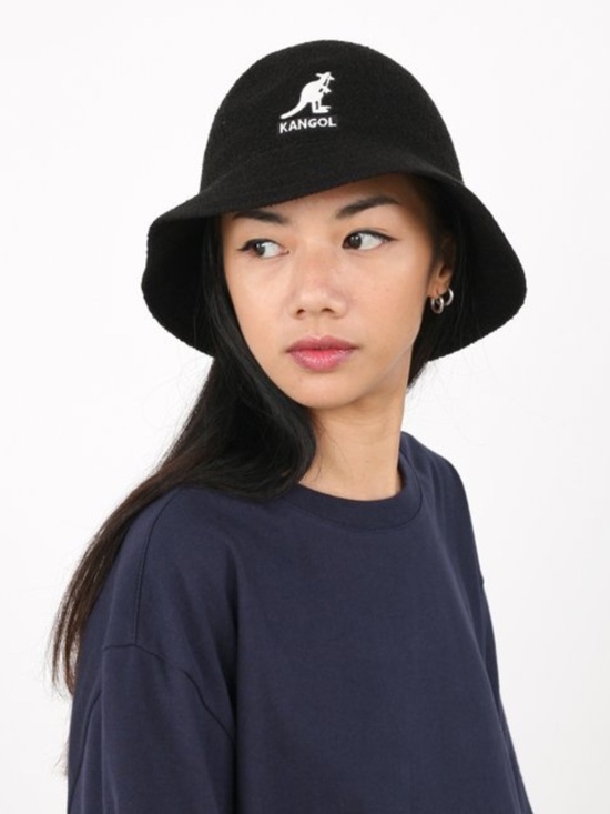 NEW Kangol Big Logo Casual Bucket Hat Black Small